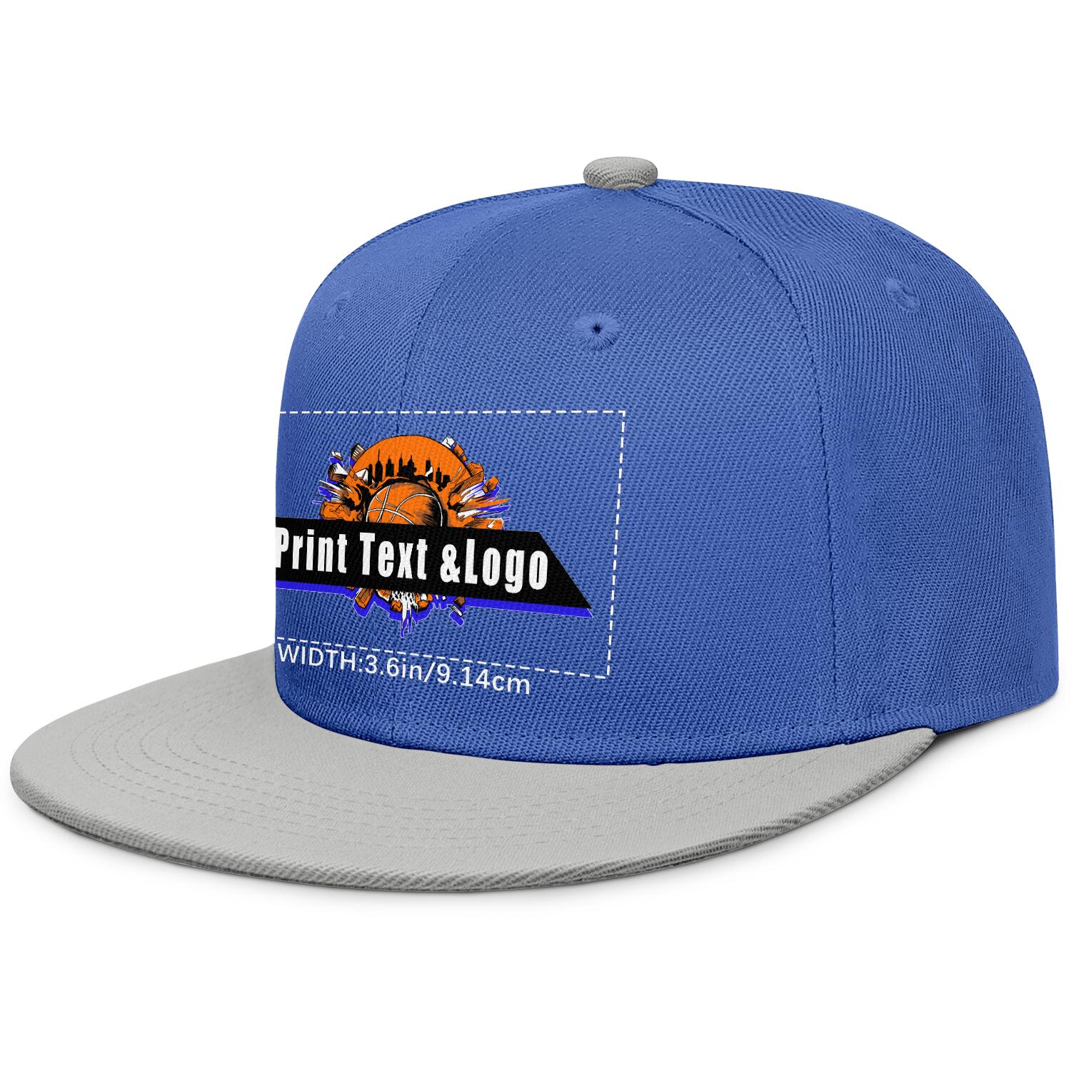 Custom Blue Grey Contrast Flat Brim Cap Personalize Your Style enthsush