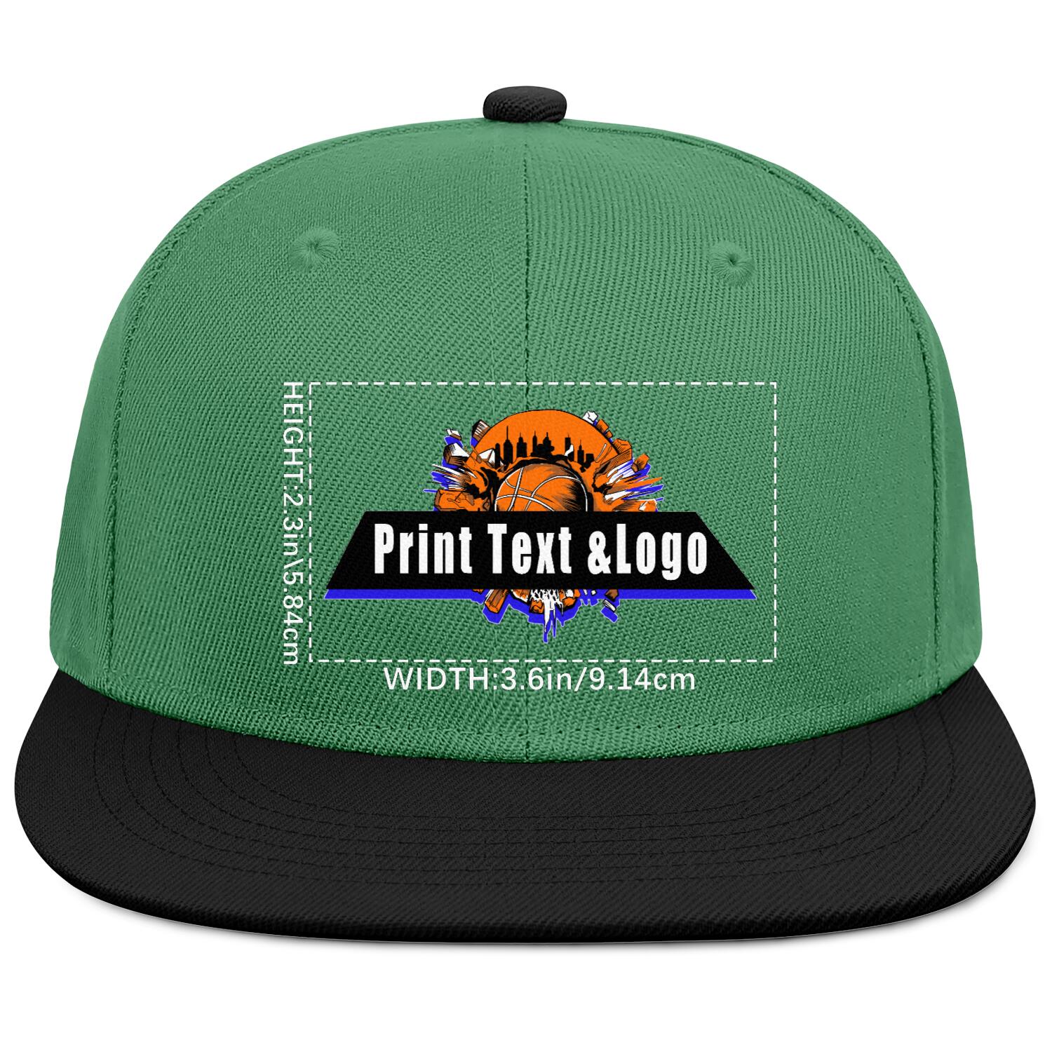 Custom Green Black Contrast Flat Brim Cap Personalize Your Style enthsush