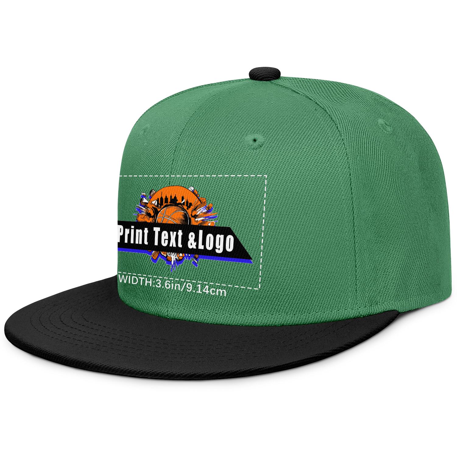 Custom Green Black Contrast Flat Brim Cap Personalize Your Style enthsush