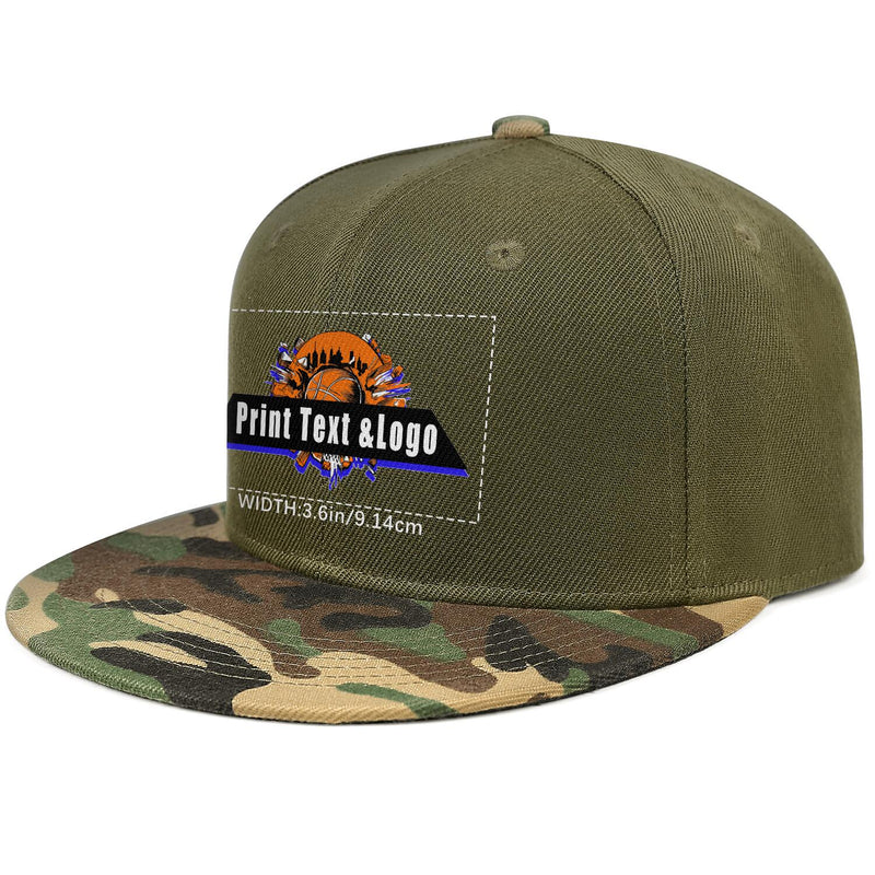 Custom Army Green Contrast Flat Brim Cap Personalize Your Style