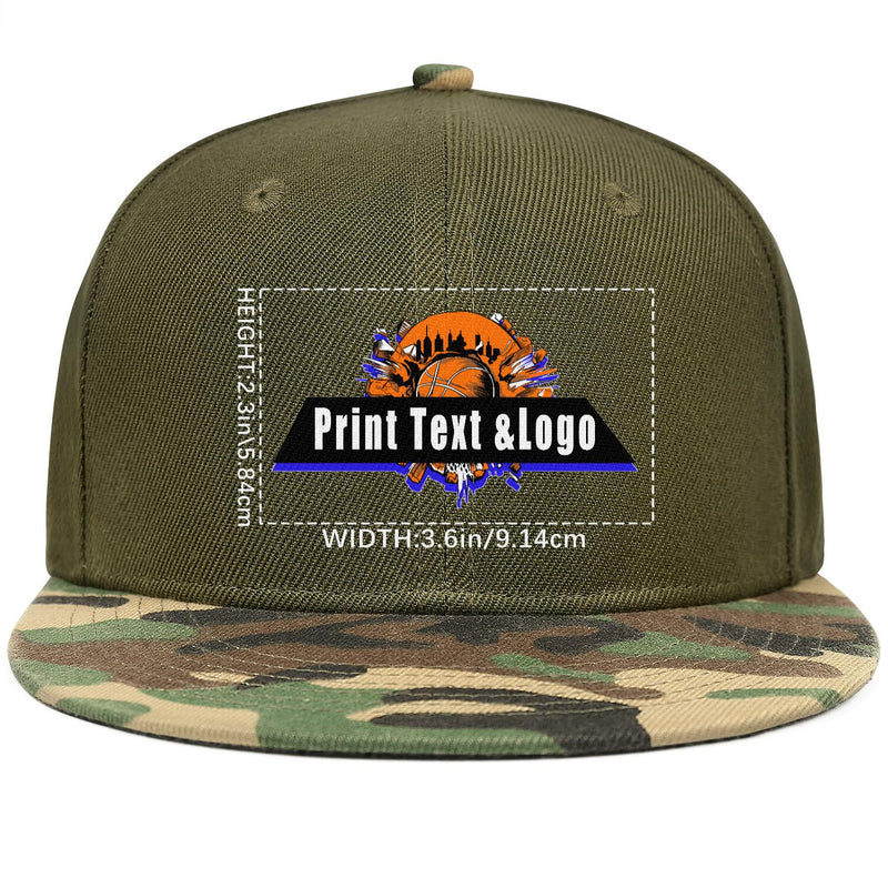 Custom Army Green Contrast Flat Brim Cap Personalize Your Style