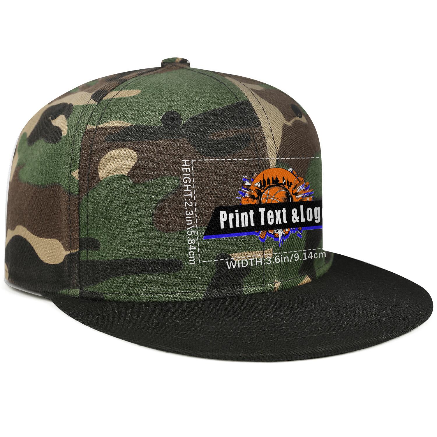 Custom Green Camouflage Contrast Flat Brim Cap Personalize Your Style enthsush