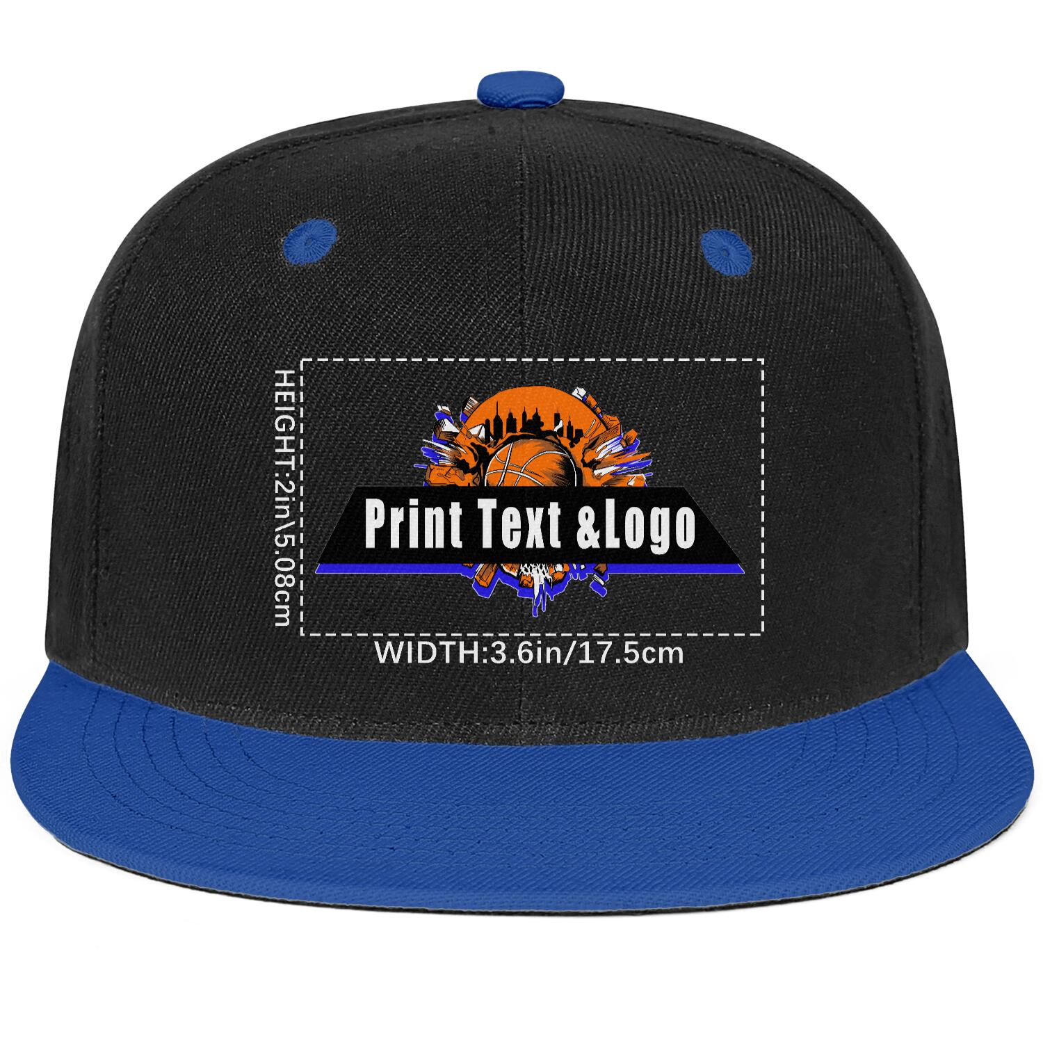 Custom Blue Top Contrast Flat Brim Cap Personalize Your Style enthsush
