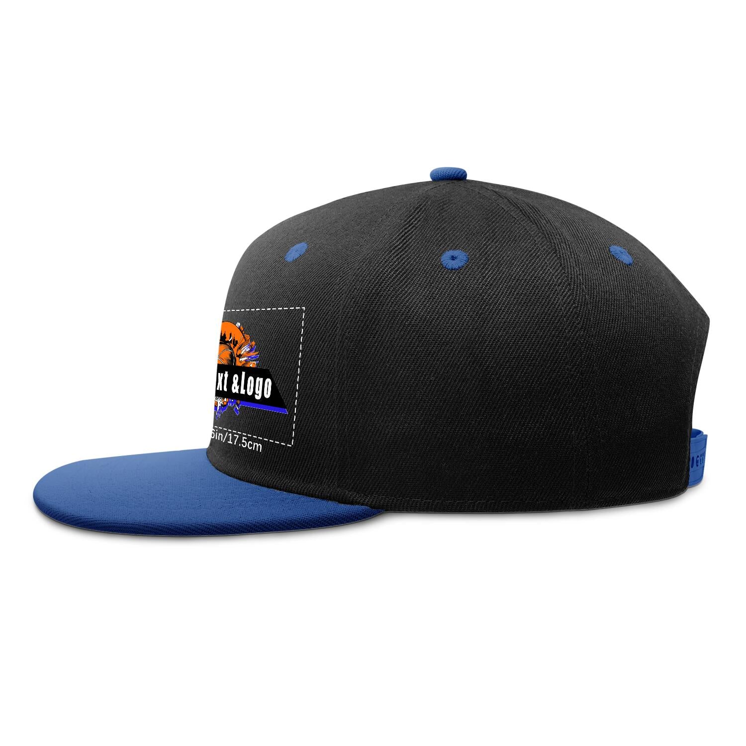 Custom Blue Top Contrast Flat Brim Cap Personalize Your Style enthsush