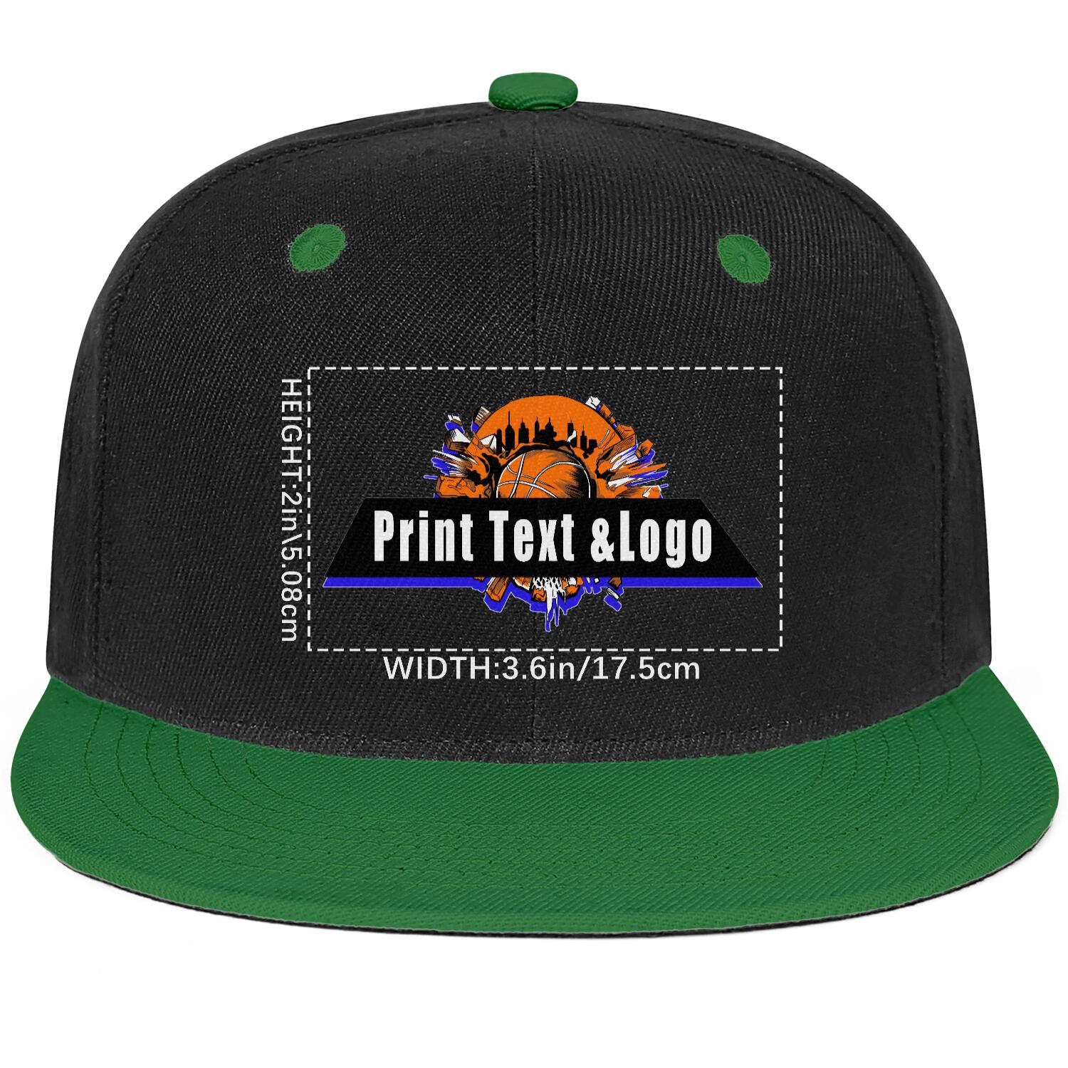 Custom Green Top Contrast Flat Brim Cap Personalize Your Style enthsush