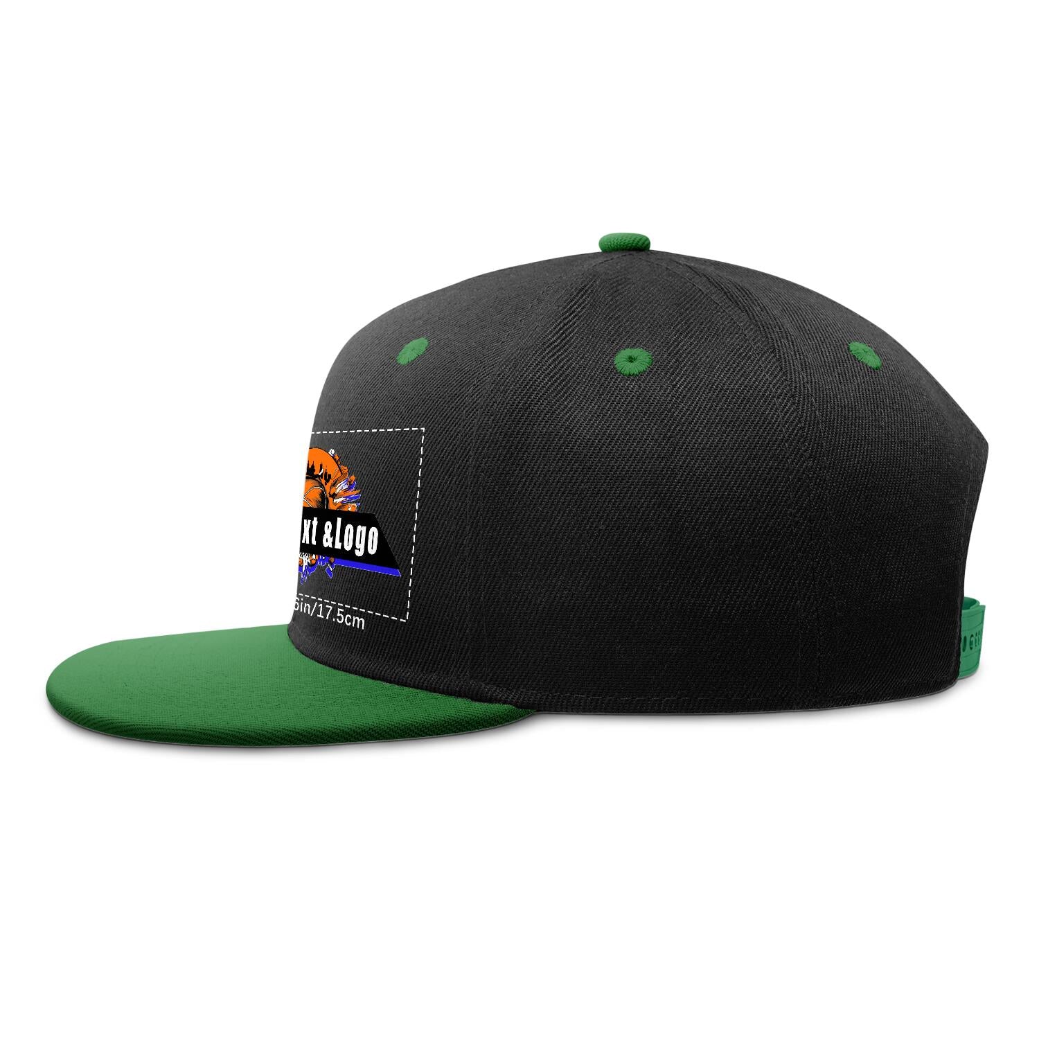 Custom Green Top Contrast Flat Brim Cap Personalize Your Style enthsush