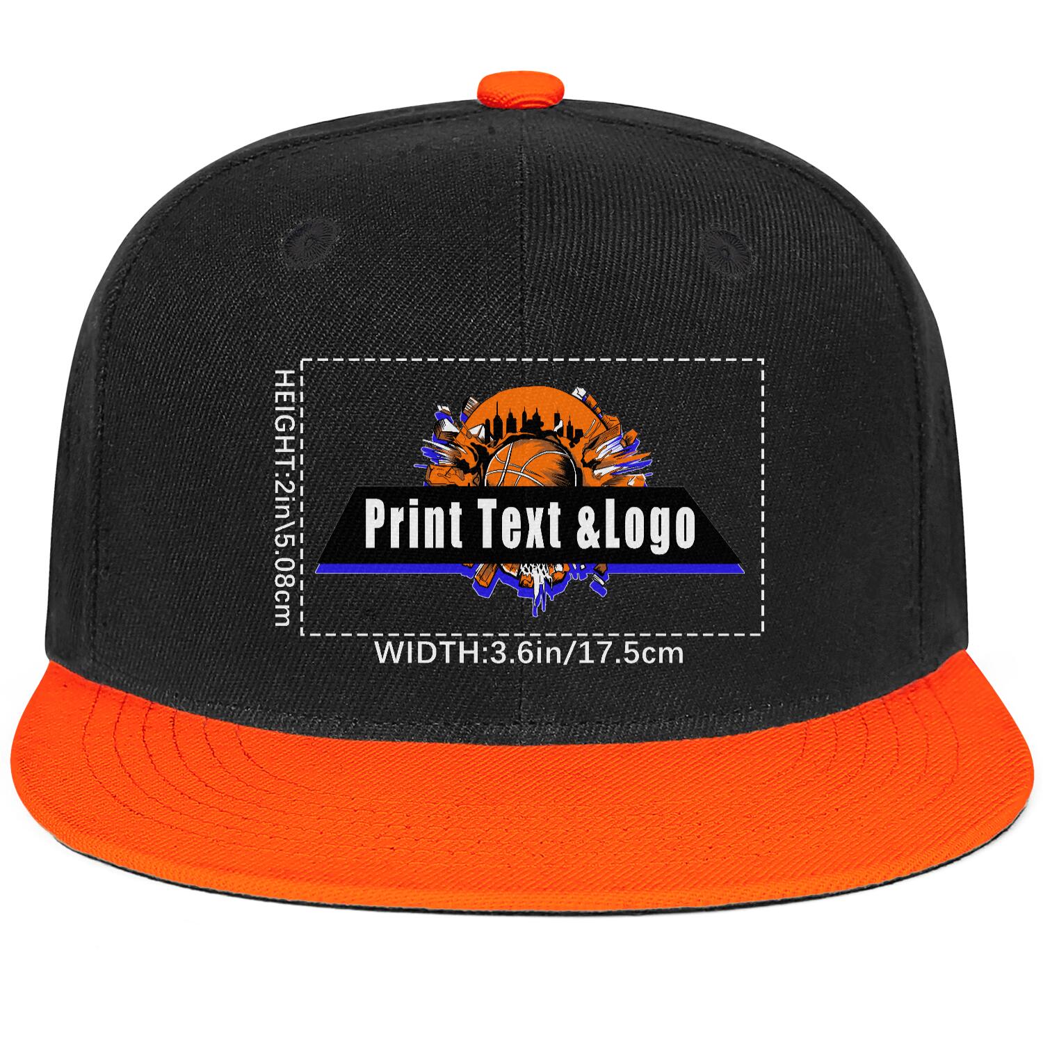 Custom Orange Top Contrast Flat Brim Cap Personalize Your Style enthsush
