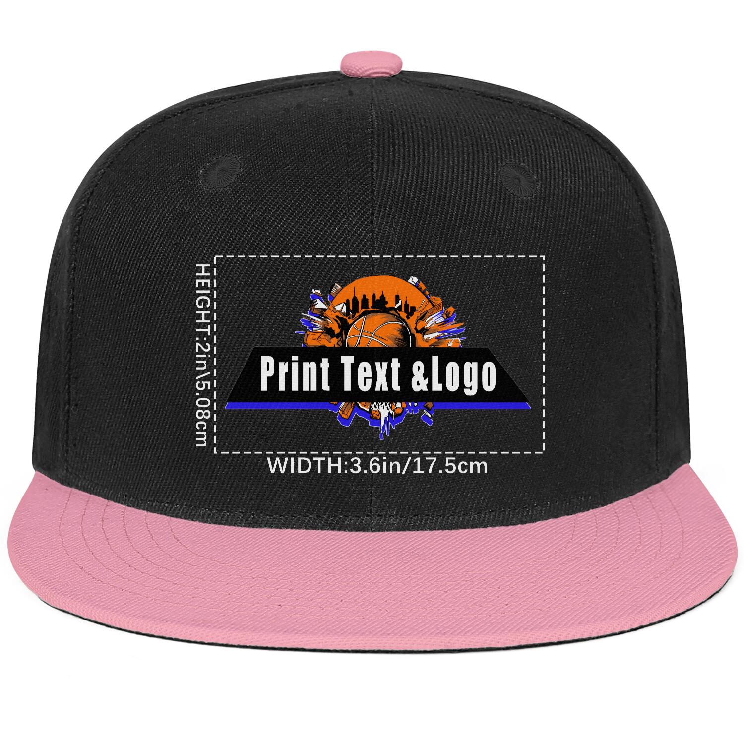 Custom Pink Top Contrast Flat Brim Cap Personalize Your Style enthsush