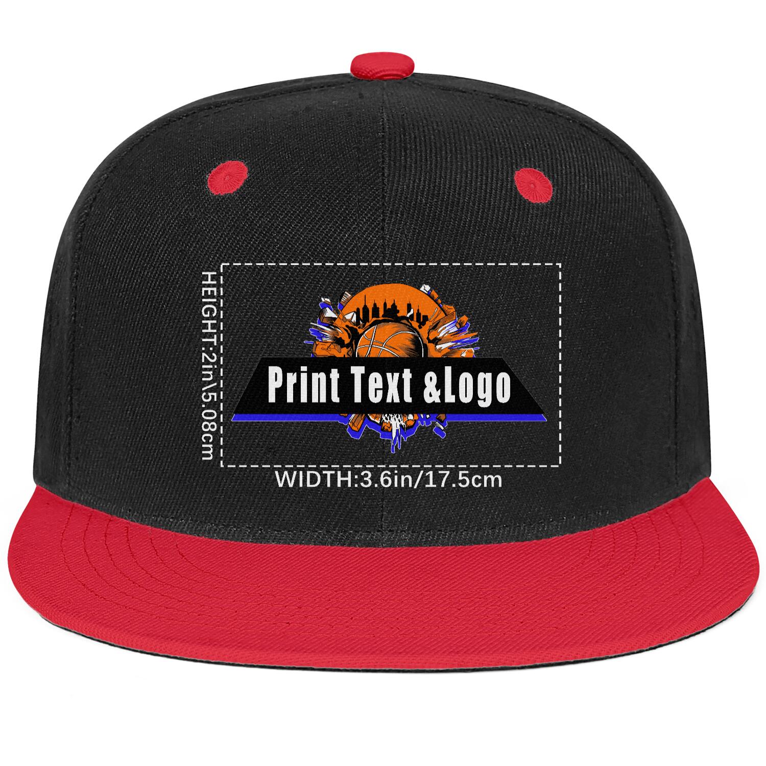 Custom Red Top Contrast Flat Brim Cap Personalize Your Style enthsush
