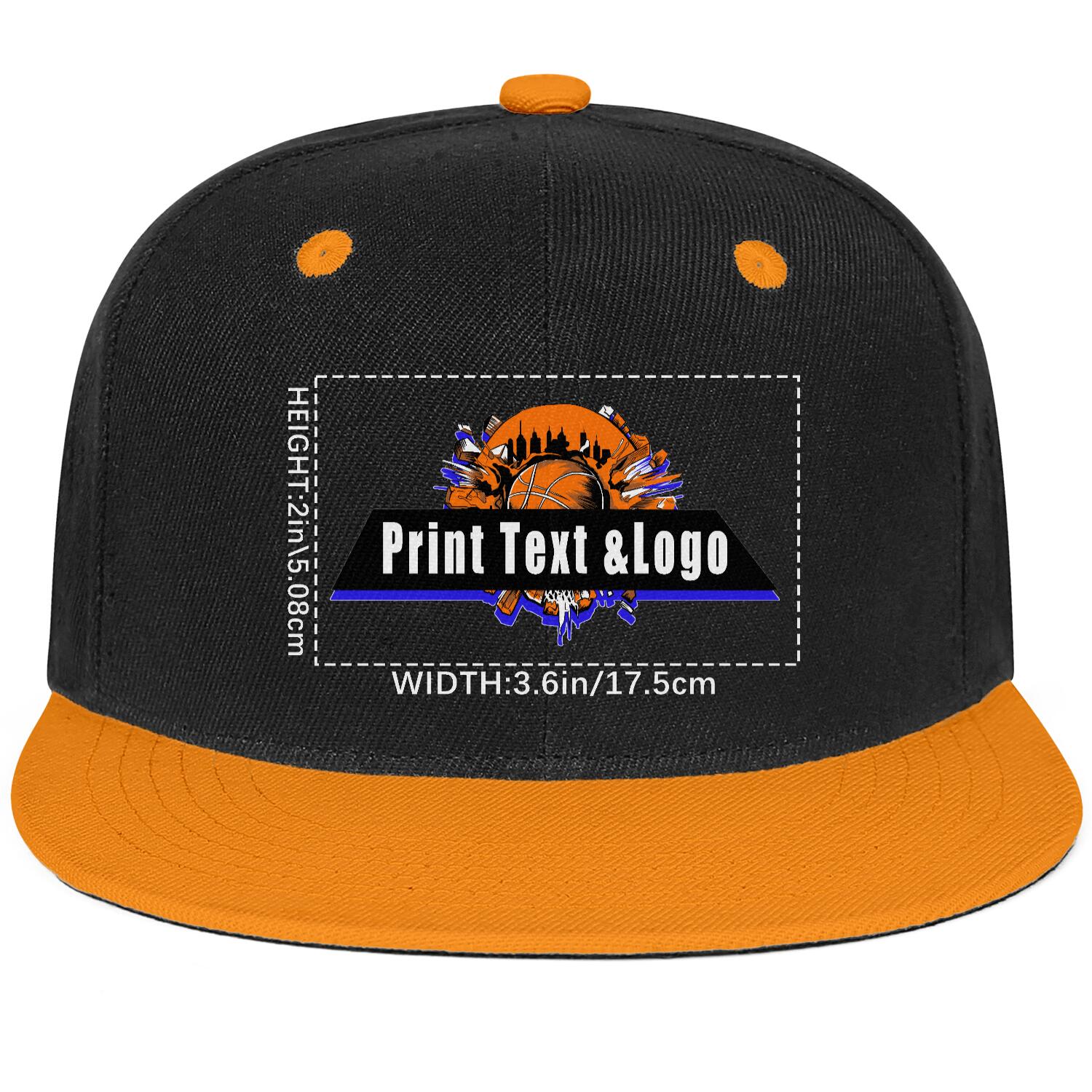 Custom Orange Top Contrast Flat Brim Cap Personalize Your Style enthsush