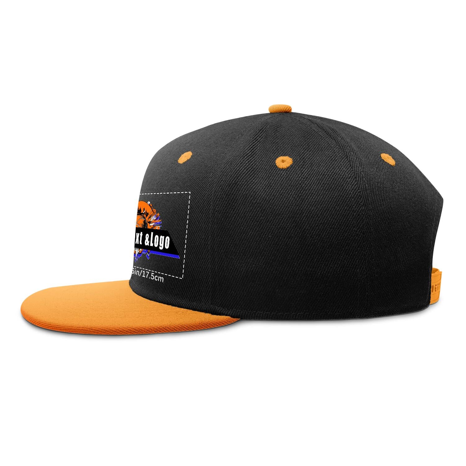 Custom Orange Top Contrast Flat Brim Cap Personalize Your Style enthsush