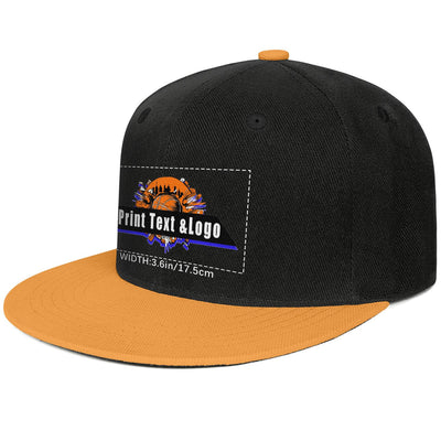 Custom Orange Top Contrast Flat Brim Cap Personalize Your Style enthsush