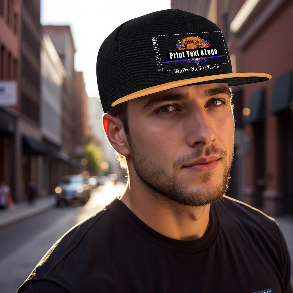 Custom Orange Top Contrast Flat Brim Cap Personalize Your Style enthsush