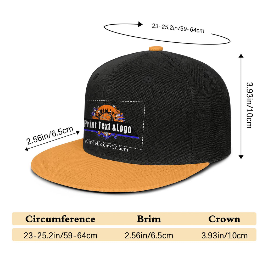 Custom Orange Top Contrast Flat Brim Cap Personalize Your Style enthsush