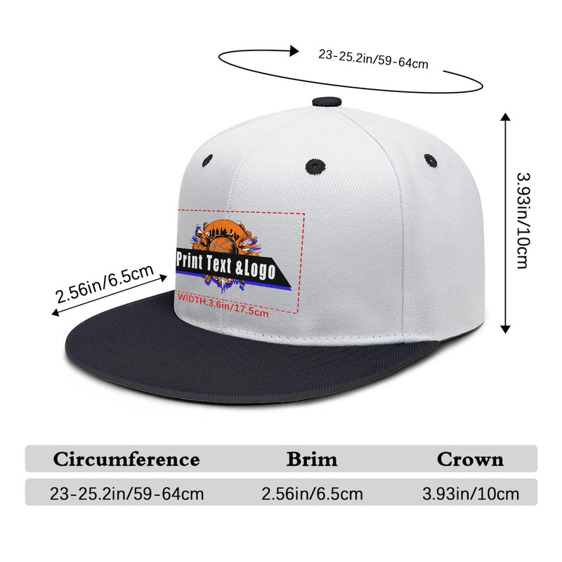 Custom Black Top Contrast Flat Brim Cap Personalize Your Style