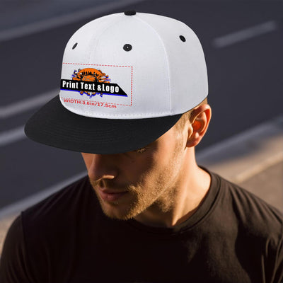 Custom Black Top Contrast Flat Brim Cap Personalize Your Style enthsush