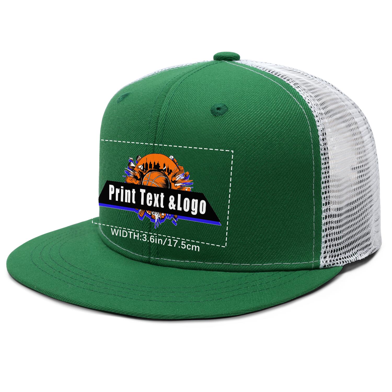 Custom Green Contrast Flat Brim Cap Personalize Your Style enthsush