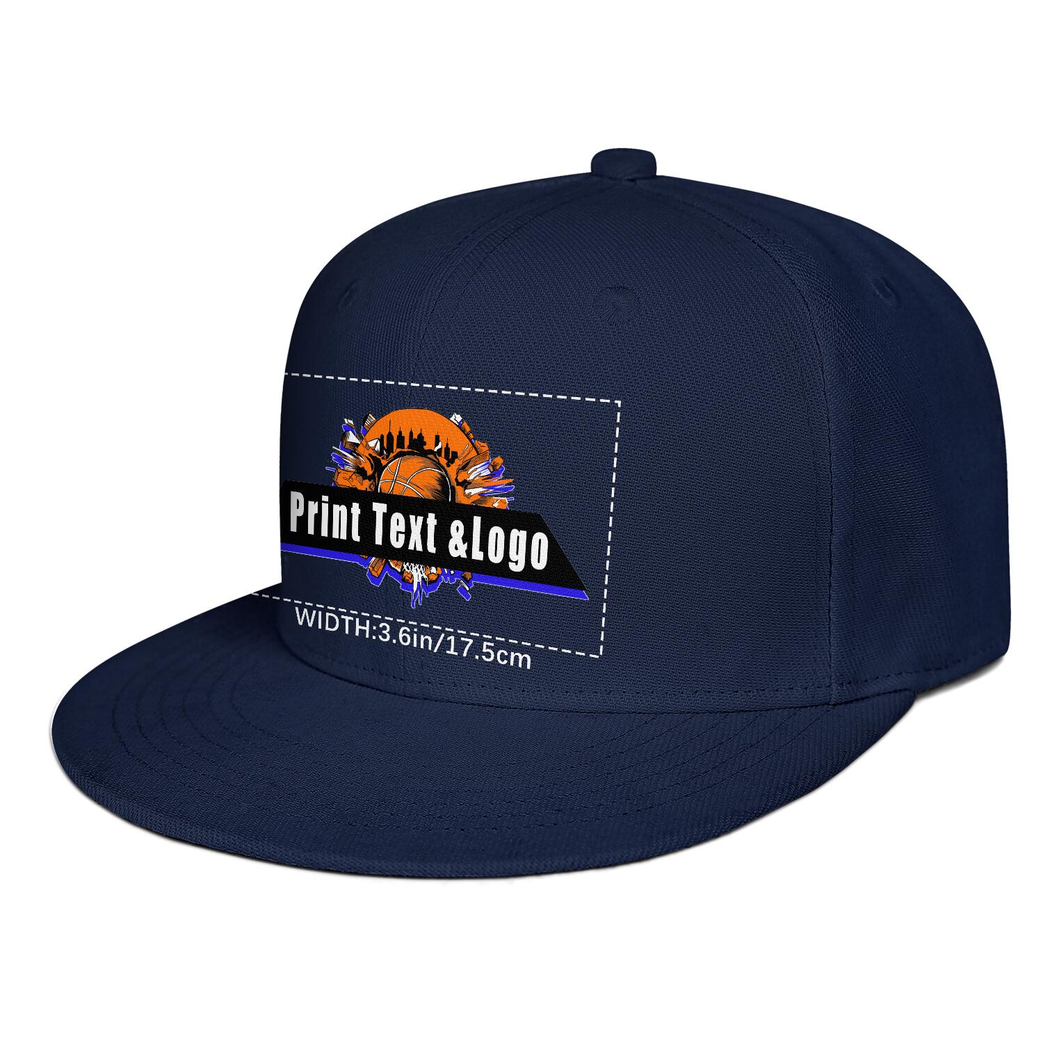 Custom Navy Blue Contrast Flat Brim Cap Personalize Your Style enthsush