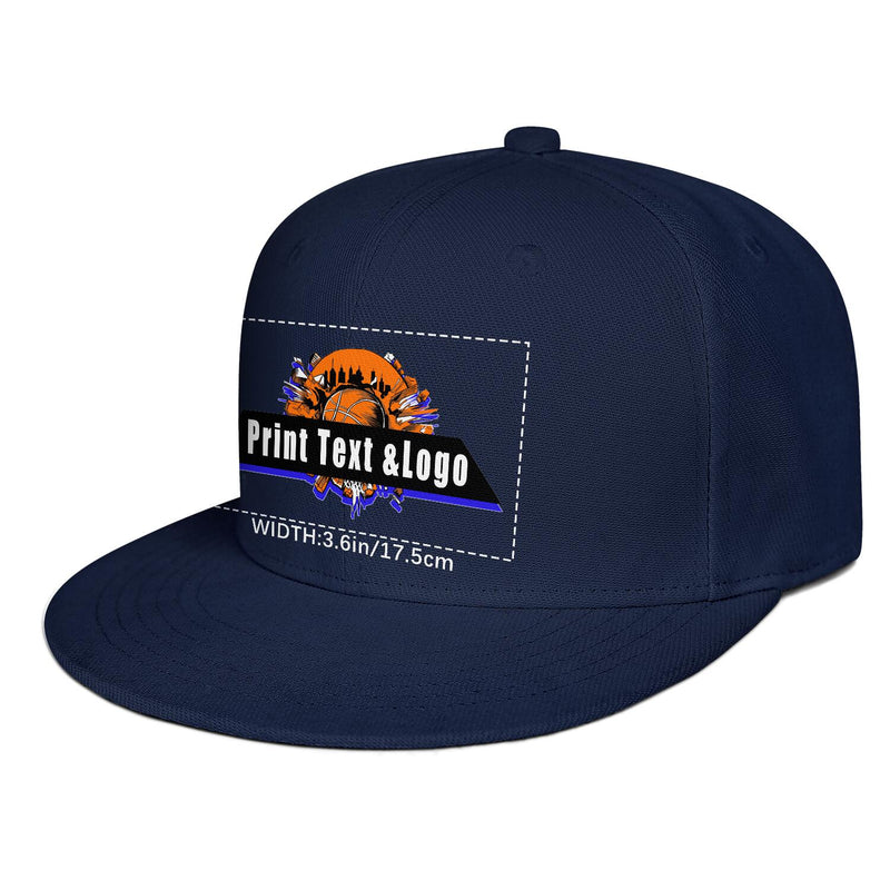 Custom Navy Blue Contrast Flat Brim Cap Personalize Your Style enthsush