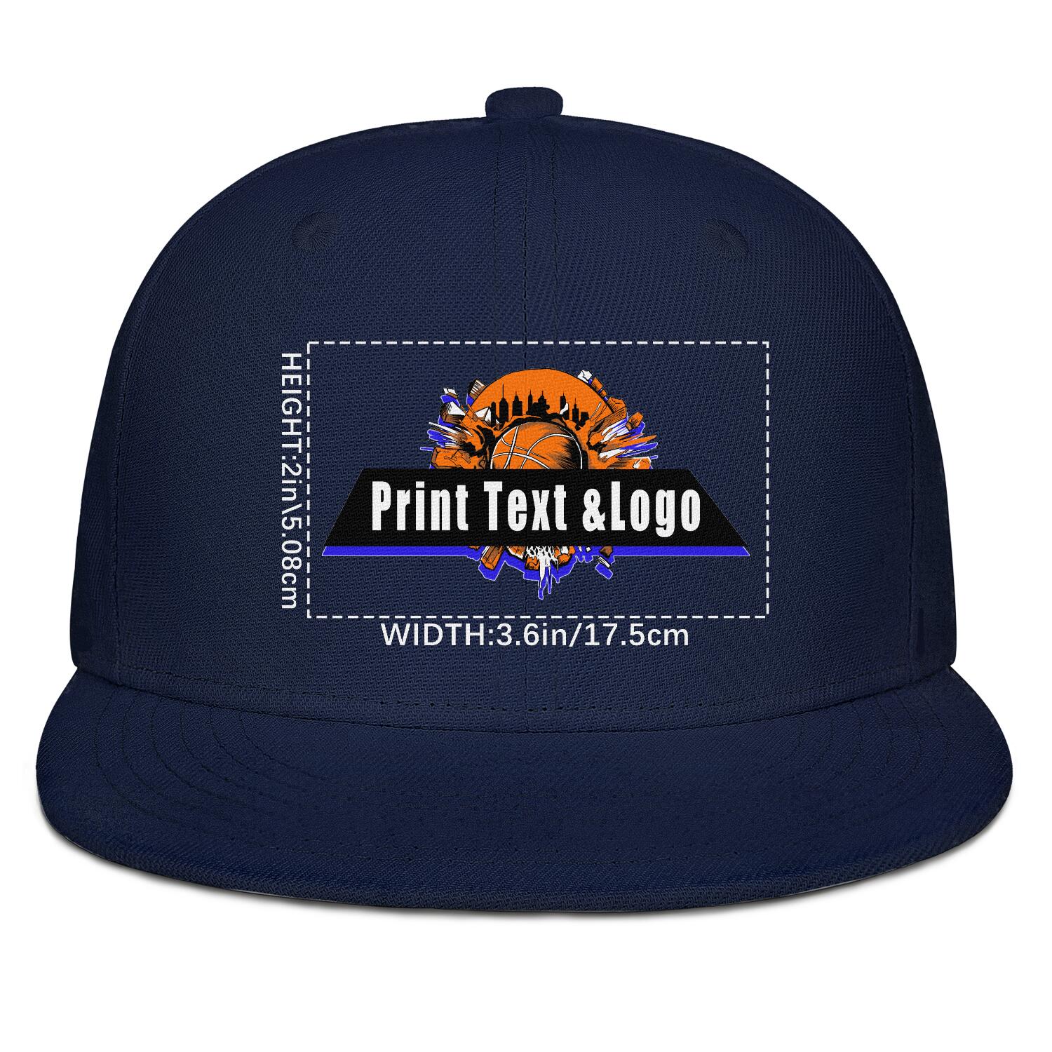 Custom Navy Blue Contrast Flat Brim Cap Personalize Your Style enthsush