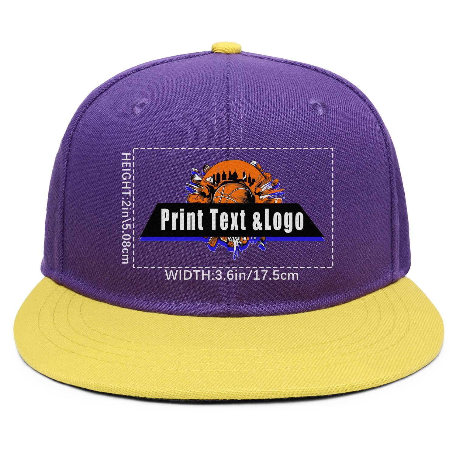 Custom Purple Yellow Contrast Flat Brim Cap Personalize Your Style enthsush