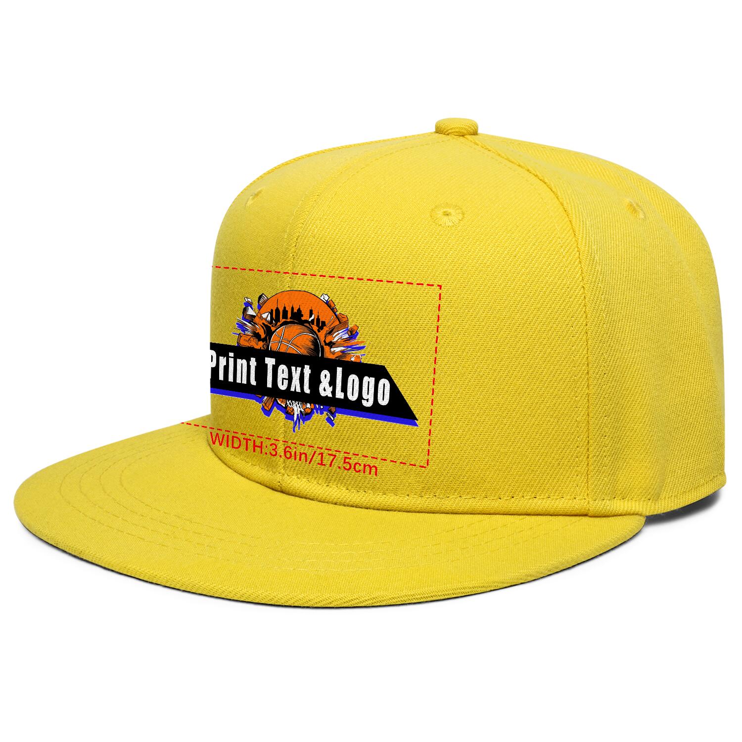 Custom Yellow Contrast Flat Brim Cap Personalize Your Style enthsush