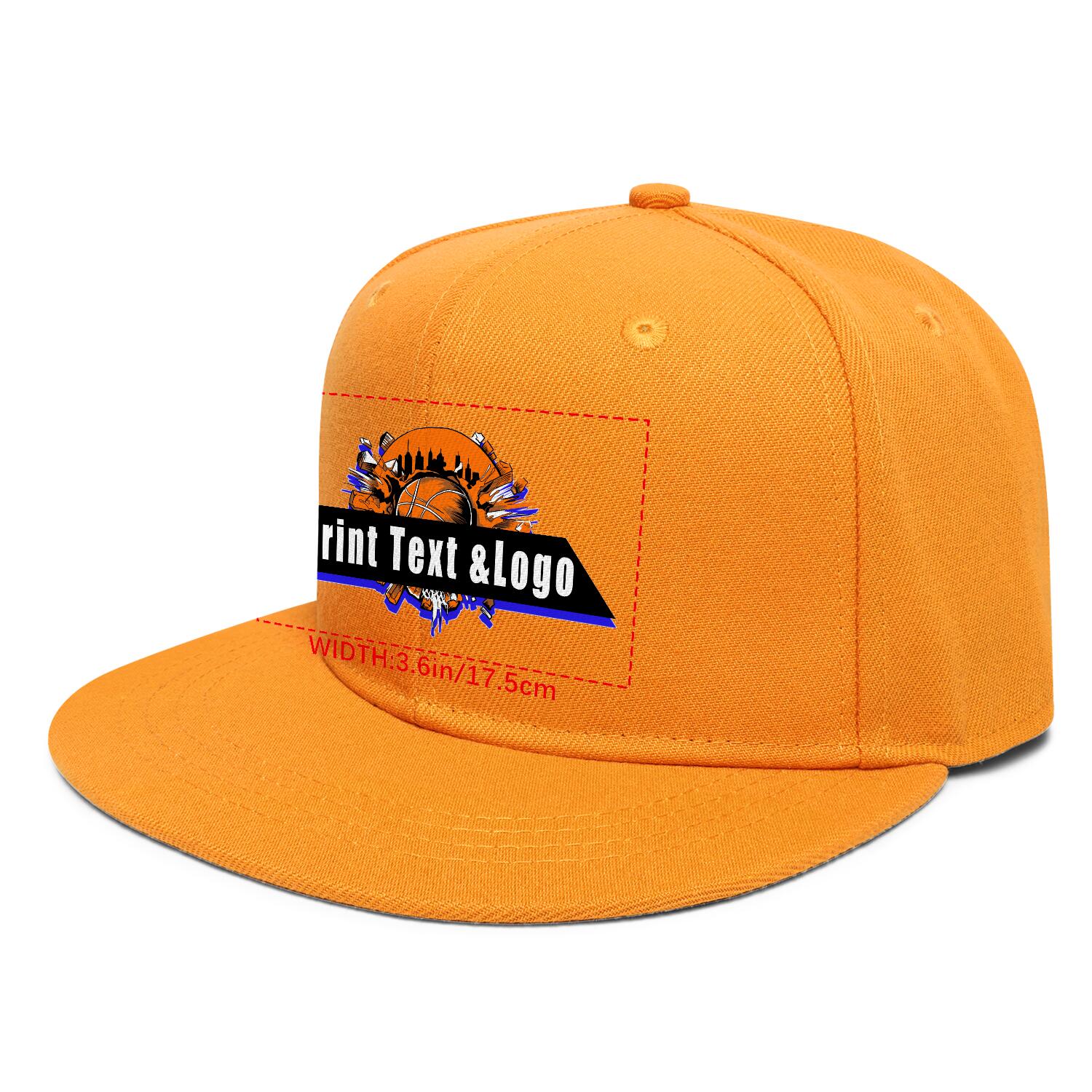 Custom Orange Contrast Flat Brim Cap Personalize Your Style enthsush