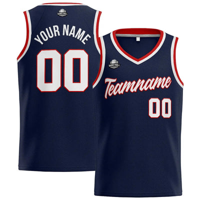 Custom Stitched Basketball Jersey for Men, Women  And Kids Navy-White-Red enthsush