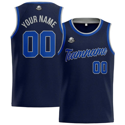 Custom Stitched Basketball Jersey for Men, Women  And Kids Navy-Royal-Gray enthsush