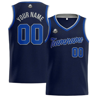 Custom Stitched Basketball Jersey for Men, Women  And Kids Navy-Royal-Gray enthsush
