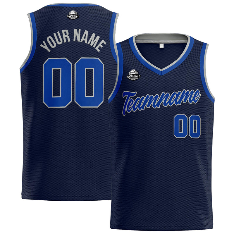 Custom Stitched Basketball Jersey for Men, Women  And Kids Navy-Royal-Gray