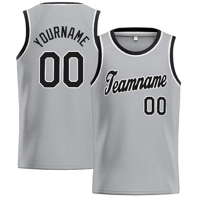 Custom Stitched Basketball Jersey for Men, Women And Kids Gray-Black-White enthsush