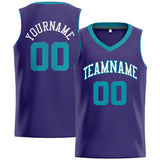 Custom Stitched Basketball Jersey for Men, Women And Kids Purple-Teal-White