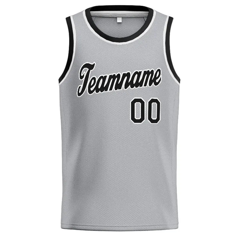 Custom Stitched Basketball Jersey for Men, Women And Kids Gray-Black-White enthsush
