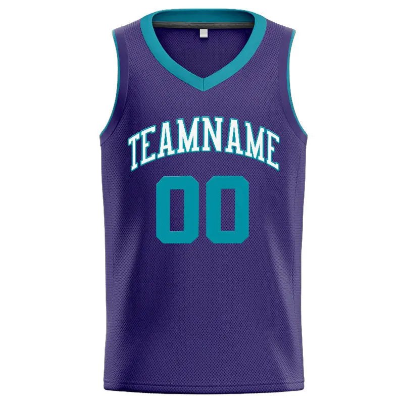 Custom Stitched Basketball Jersey for Men, Women And Kids Purple-Teal-White enthsush