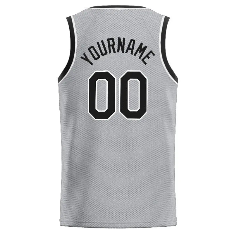 Custom Stitched Basketball Jersey for Men, Women And Kids Gray-Black-White enthsush