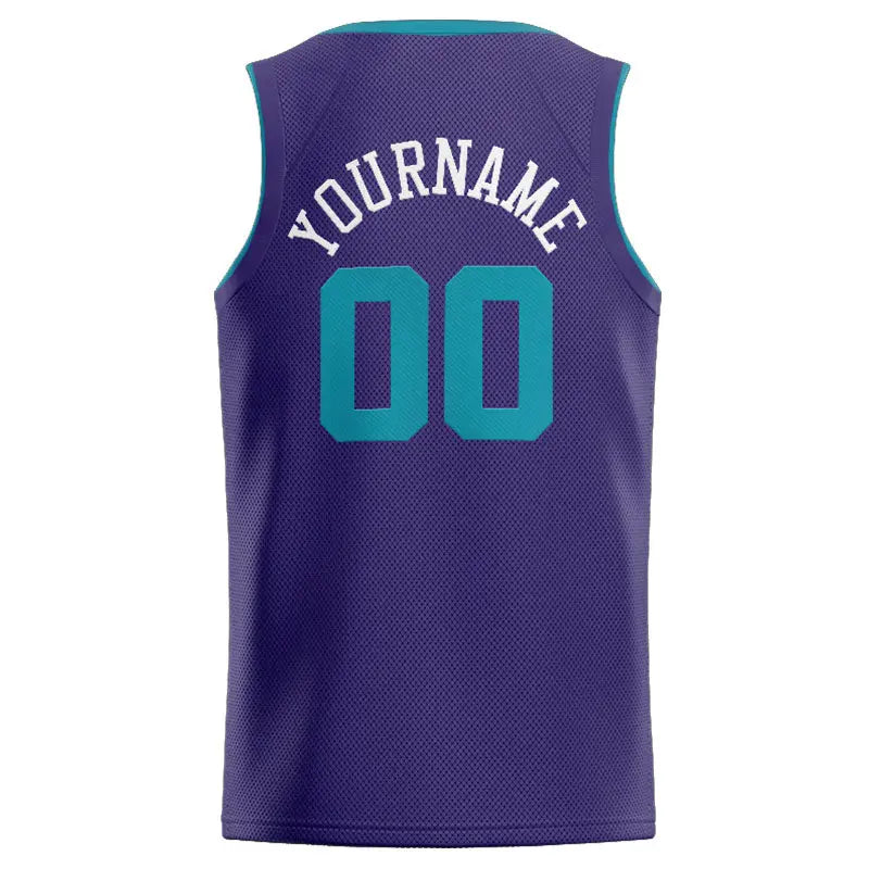 Custom Stitched Basketball Jersey for Men, Women And Kids Purple-Teal-White enthsush