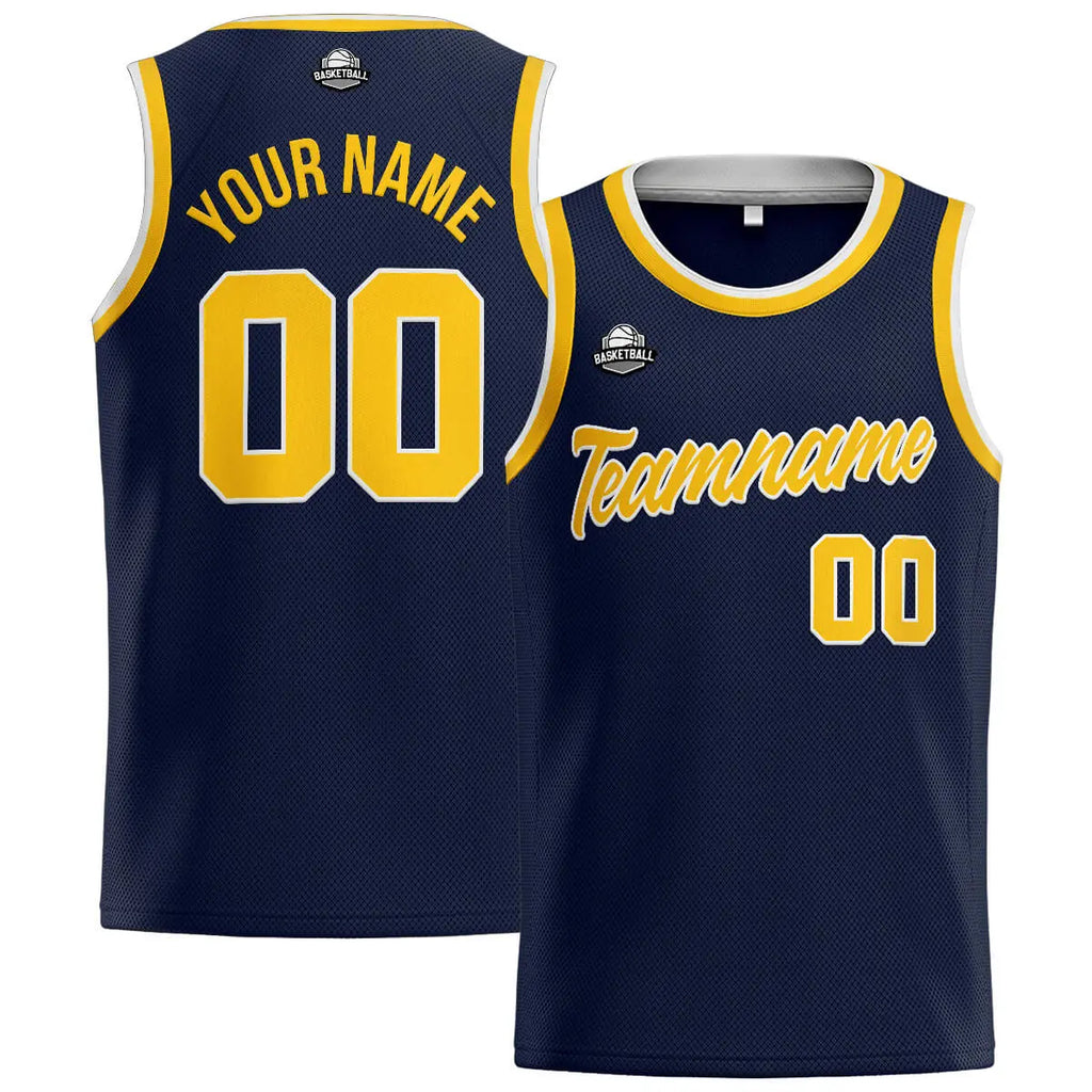 Custom Stitched Basketball Jersey for Men, Women  And Kids Navy-Yellow enthsush
