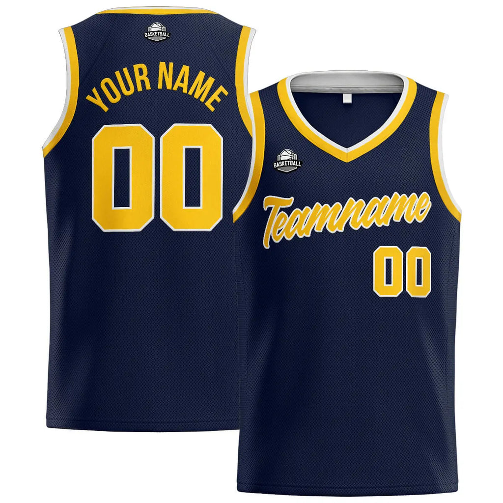 Custom Stitched Basketball Jersey for Men, Women  And Kids Navy-Yellow enthsush