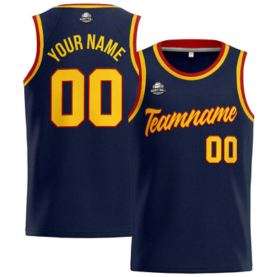 Custom Stitched Basketball Jersey for Men, Women  And Kids Navy-Yellow-Red enthsush