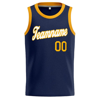 Custom Stitched Basketball Jersey for Men, Women And Kids Navy-White-Yellow enthsush
