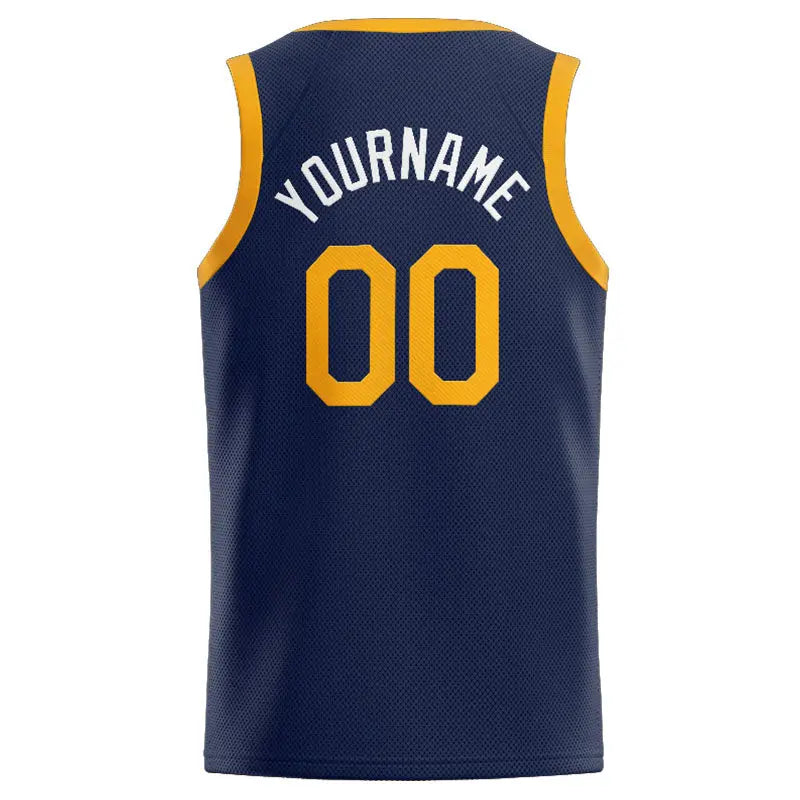 Custom Stitched Basketball Jersey for Men, Women And Kids Navy-White-Yellow enthsush