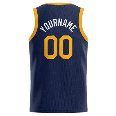 Custom Stitched Basketball Jersey for Men, Women And Kids Navy-White-Yellow enthsush
