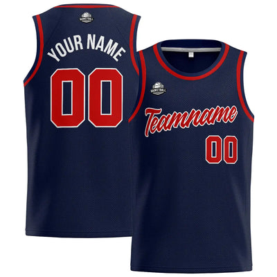Custom Stitched Basketball Jersey for Men, Women  And Kids Navy-Red enthsush