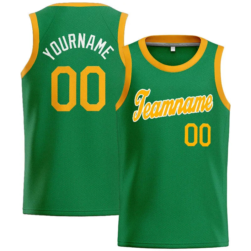 Custom Stitched Basketball Jersey for Men, Women And Kids Kelly Green-Yellow-White enthsush