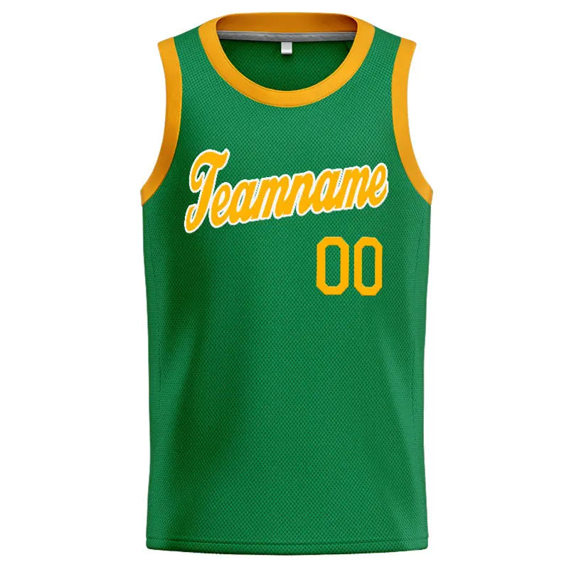 Custom Stitched Basketball Jersey for Men, Women And Kids Kelly Green-Yellow-White enthsush