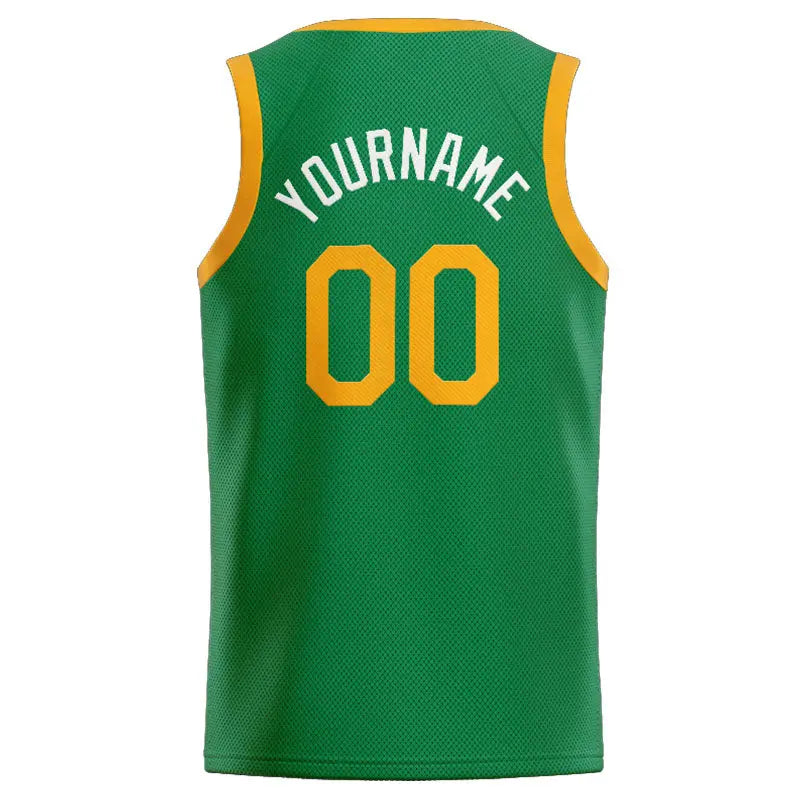 Custom Stitched Basketball Jersey for Men, Women And Kids Kelly Green-Yellow-White enthsush