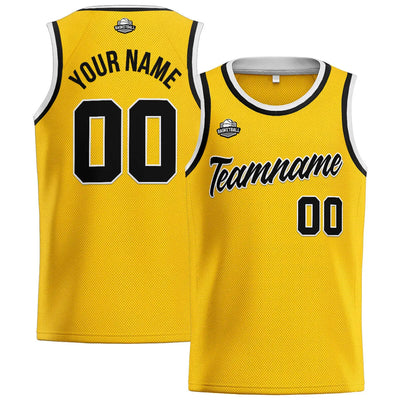 Custom Stitched Basketball Jersey for Men, Women  And Kids Yellow-Black enthsush