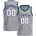 Custom Stitched Basketball Jersey for Men, Women And Kids Gray-Purple-White enthsush