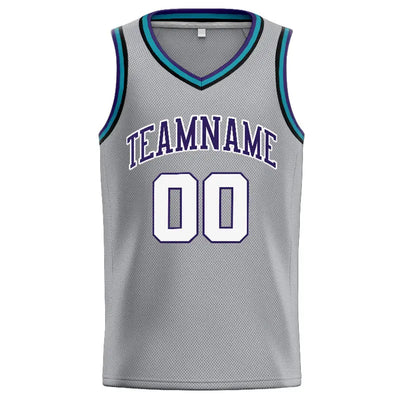 Custom Stitched Basketball Jersey for Men, Women And Kids Gray-Purple-White enthsush